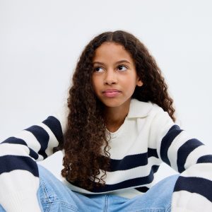 Knitted polo-neck sweater