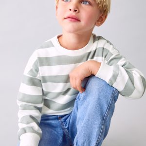 Striped cotton-blend sweatshirt