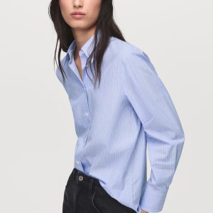 Cotton and lyocell blend straight shirt