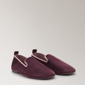Velour slippers with piping