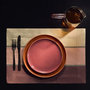 Cotton placemats with colored stripes