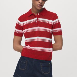 Striped polo-neck sweater