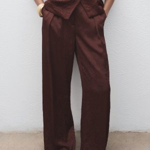Straight-leg crinkled-effect pants