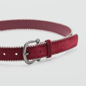 Suede belt with metal balls