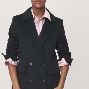 Double-breasted wool coat
