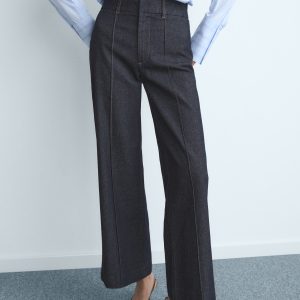 High-waisted culotte jeans with stitching