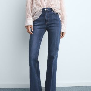 Violet flared high-rise jeans