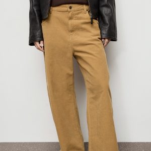 Wide-leg low-rise corduroy jeans