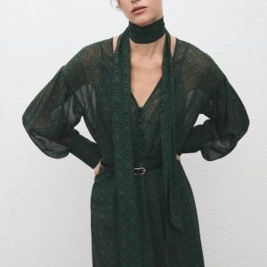 Printed dress with foulard