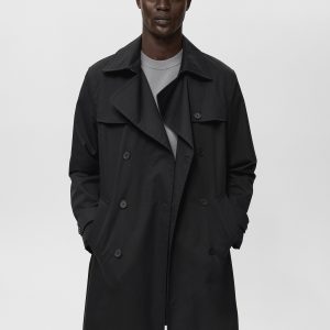 Water-repellent belted trench coat