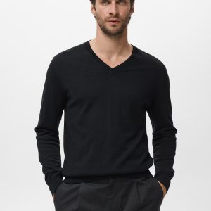 100% merino wool V-neck sweater