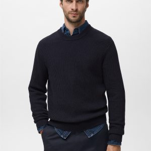 Fine rib-knit cotton sweater