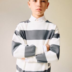 Striped cotton-blend sweatshirt