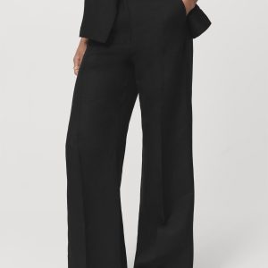 Straight-fit linen suit pants