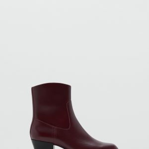 Squared toe leather ankle boots