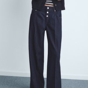 Low-rise straight-leg jeans with buttons