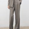 Straight wool-blend suit pants