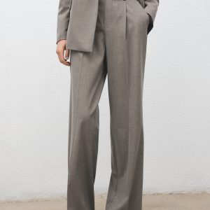 Straight wool-blend suit pants
