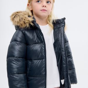 Anorak with shearling-effect hood
