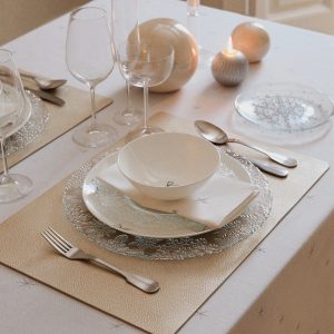 Metallic faux-leather rectangular placemats