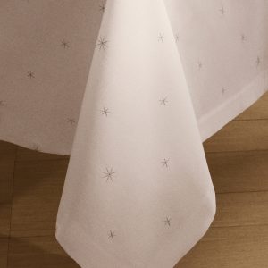 100% cotton tablecloth with embroidered star details for 8 to 10 diners