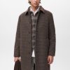 Long coat with check-print structure