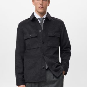 Wool-blend check jacket