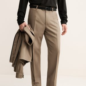100% virgin wool pleated pants