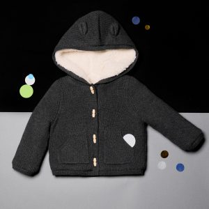 Hooded shearling cardigan