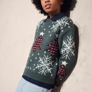 Christmas-print knitted sweater