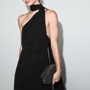 Asymmetrical dress with scarf