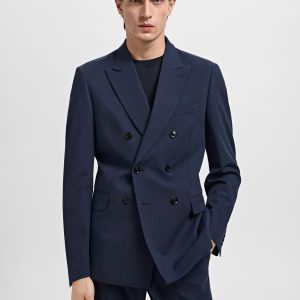 Monaco double-breasted slim-fit suit blazer
