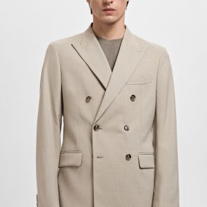 Monaco double-breasted slim-fit suit blazer