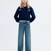 Wide leg jeans with turned-up hem