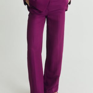 Straight-fit linen-blend suit pants
