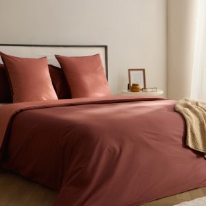 200-thread count percale cotton duvet cover with contrasting overlock for 180/200 cm bed