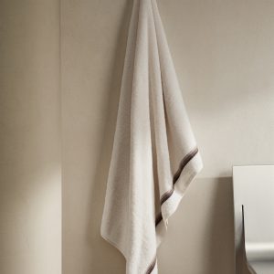 Bath towel with striped trim