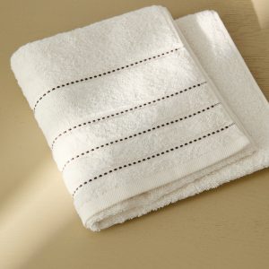 Cotton washbasin towel with embroidered dots