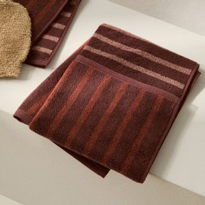 Cotton washbasin towel with two-tone stripes