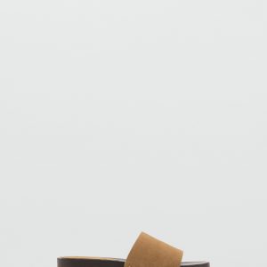Suede sandals with wooden sole