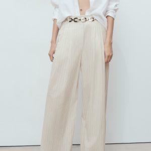 Wide-leg striped pants