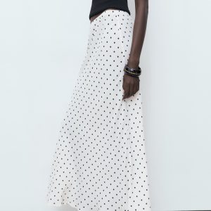 Long polka-dot skirt