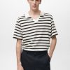 Striped textured knitted polo shirt