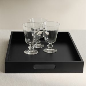 Solid wood decorative tray with handles