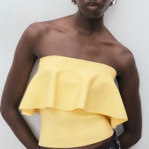 Maxi-ruffle strapless top