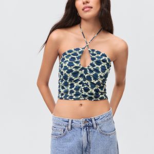 Halter top with ruffled detail