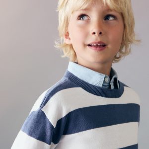 Striped cotton-blend sweater