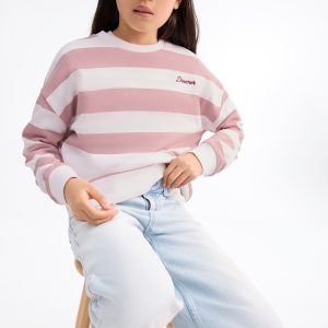 Striped sweatshirt with embroidered detail