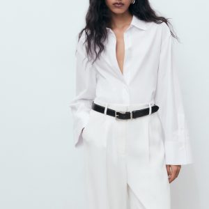 Cropped poplin shirt