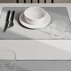 100% linen placemat with contrasting overlock stitching